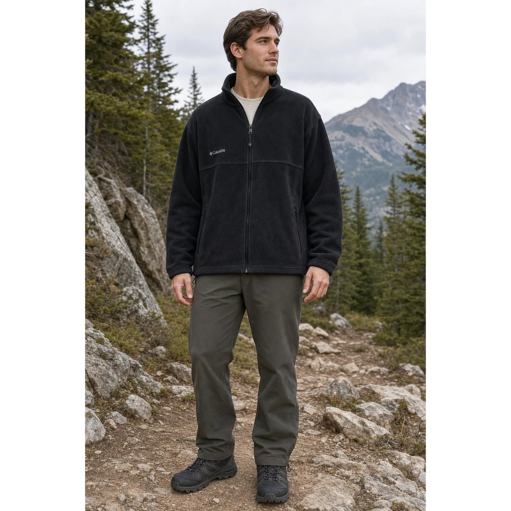 Columbia Fleece Jacket Men's XL Black Gorpcore Outdoors Hiking Trail Full Zip